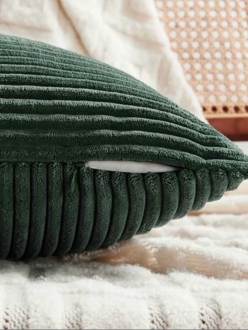 Boho Decorative Green Corduroy Patchwork Throw Pillow Cover Set of 2